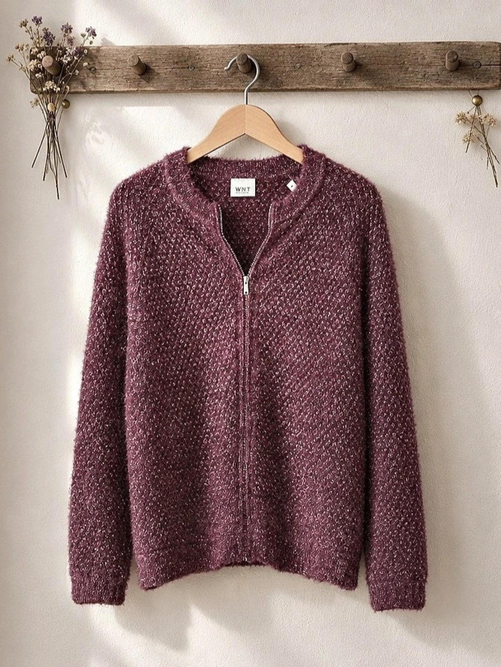 WNT Collection Purple Zip-Front Sweater Like New